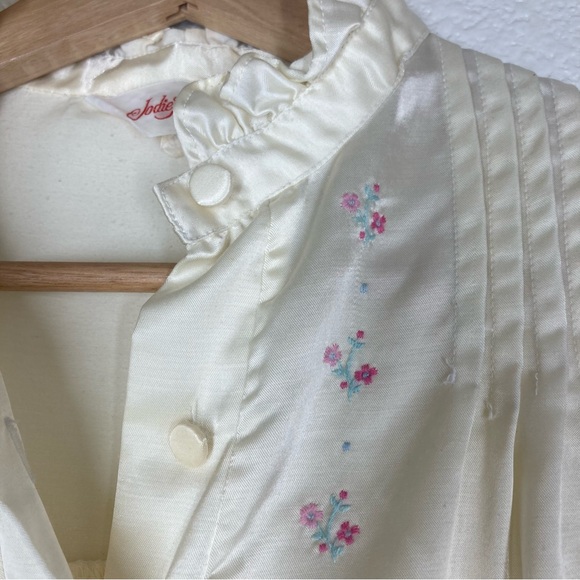 Jodie Arden Vintage Sleep Wear Robe Cream Embroidered Floral Small Pijama - Picture 4 of 16